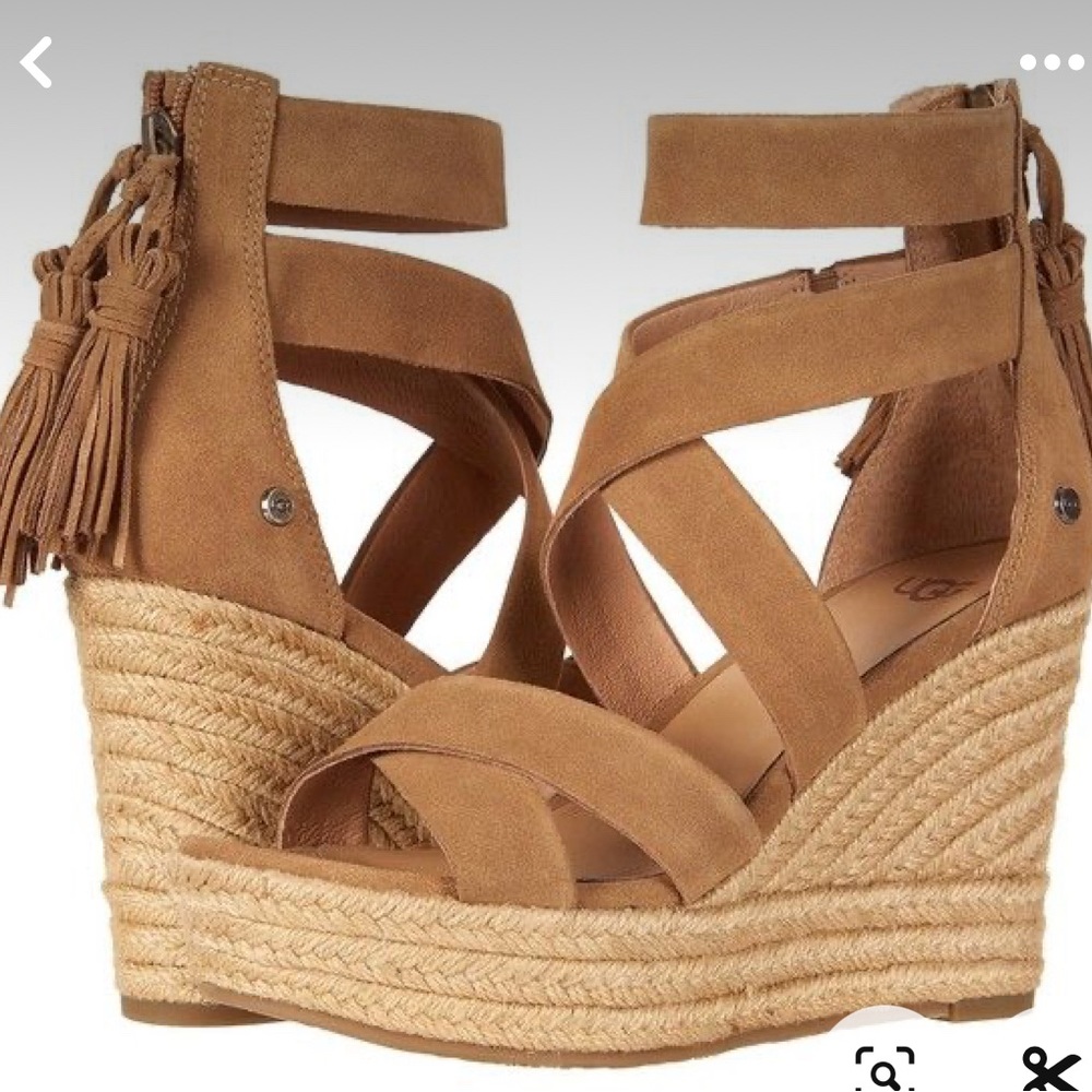 Sz 6 Ugg Raquel wedge sandals, chestnut color